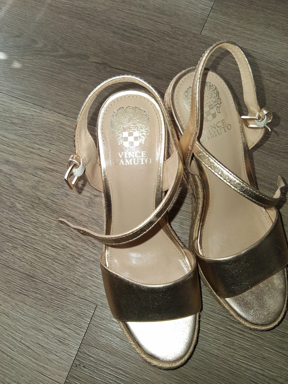 Vince Camuto Metallic Gold Open-Toe Slingback Sandals